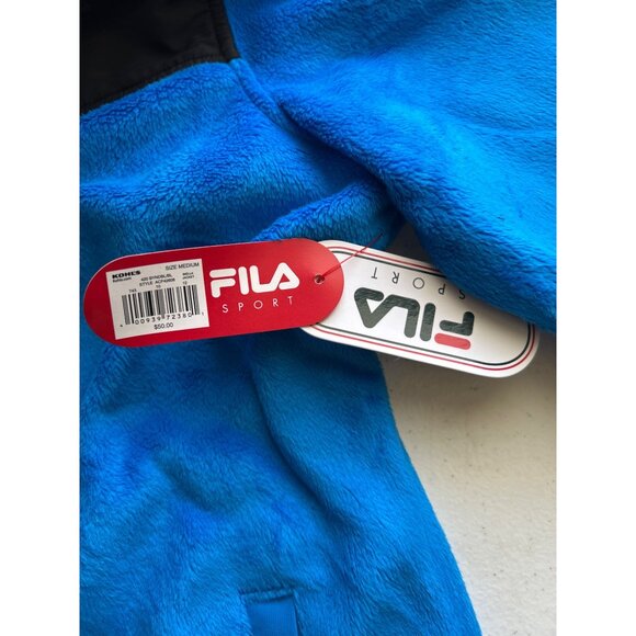 Fila Sport Womens Medium Full-Zip Fleece Jacket Blue & Black With Stand Collar - Picture 6 of 10